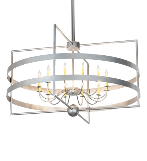 Meyda Lighting Aldari 48" 12-Light Nickel Powder Coat Chandelier With Ivory Faux Candlelight