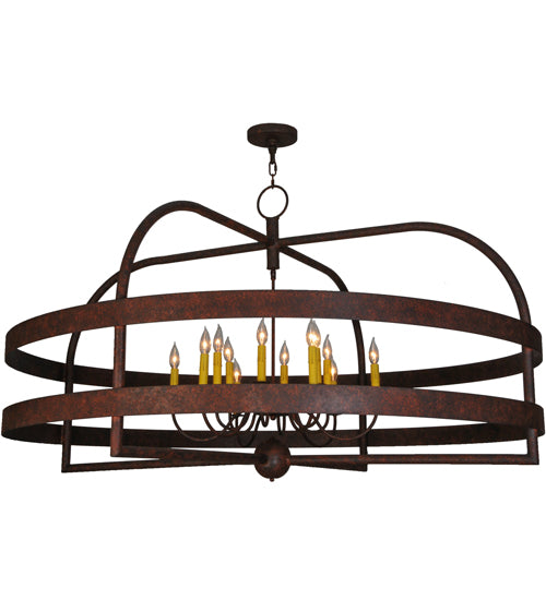 Meyda Lighting Aldari 60" 12-Light Rusty Nail Chandelier With Amber Candle