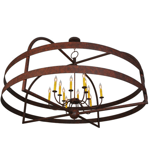 Meyda Lighting Aldari 60" 12-Light Rusty Nail Chandelier With Amber Candle