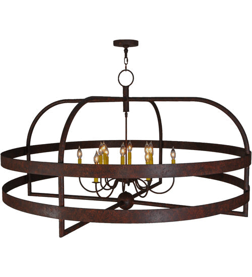 Meyda Lighting Aldari 60" 12-Light Rusty Nail Chandelier With Amber Candle