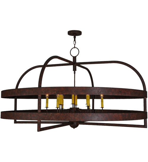 Meyda Lighting Aldari 60" 12-Light Rusty Nail Chandelier With Amber Candle
