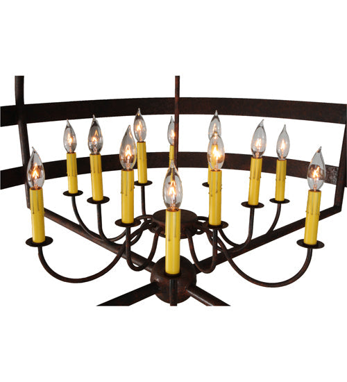 Meyda Lighting Aldari 60" 12-Light Rusty Nail Chandelier With Amber Candle