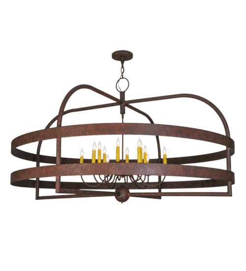 Meyda Lighting Aldari 60" 12-Light Rusty Nail Chandelier With Amber Candle