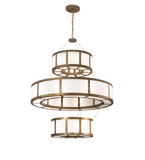Meyda Lighting Alessandro 60" 20-Light 3-Tier Brushed Brass Pendant Light With White Statuario Idalight Shade