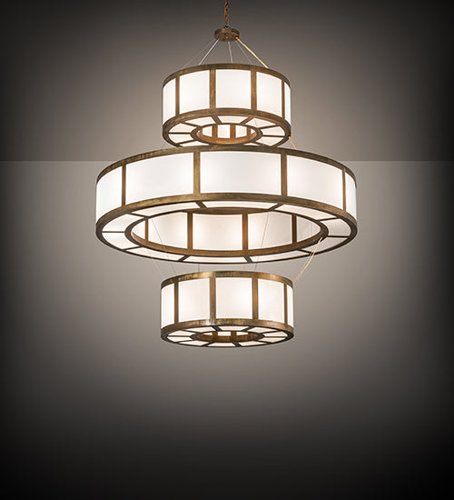 Meyda Lighting Alessandro 60" 20-Light 3-Tier Brushed Brass Pendant Light With White Statuario Idalight Shade