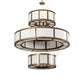 Meyda Lighting Alessandro 60" 20-Light 3-Tier Brushed Brass Pendant Light With White Statuario Idalight Shade