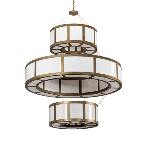 Meyda Lighting Alessandro 60" 20-Light 3-Tier Brushed Brass Pendant Light With White Statuario Idalight Shade
