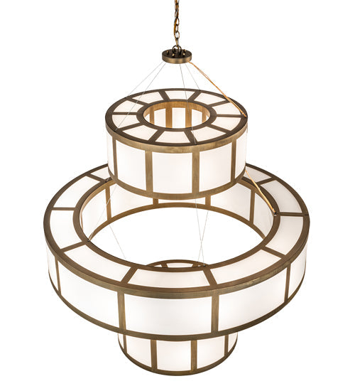Meyda Lighting Alessandro 60" 20-Light 3-Tier Brushed Brass Pendant Light With White Statuario Idalight Shade