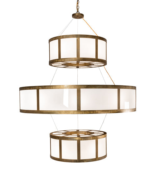 Meyda Lighting Alessandro 60" 20-Light 3-Tier Brushed Brass Pendant Light With White Statuario Idalight Shade