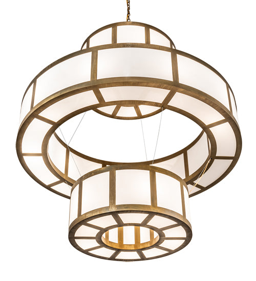 Meyda Lighting Alessandro 60" 20-Light 3-Tier Brushed Brass Pendant Light With White Statuario Idalight Shade