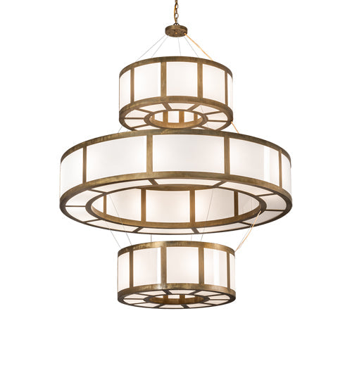 Meyda Lighting Alessandro 60" 20-Light 3-Tier Brushed Brass Pendant Light With White Statuario Idalight Shade