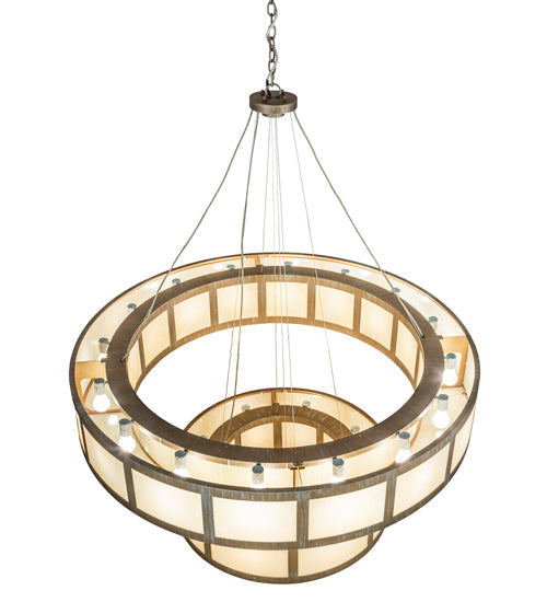Meyda Lighting Alessandro 61" 24-Light 2-Tier Antique Silver Pendant Light With Creme Carrara Idalight Shade
