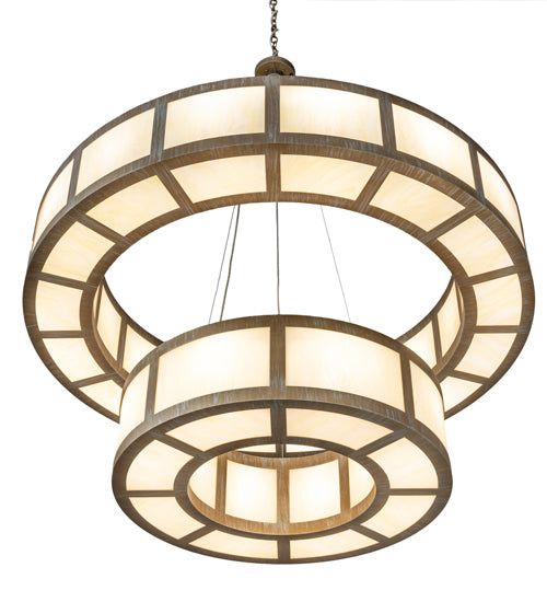Meyda Lighting Alessandro 61" 24-Light 2-Tier Antique Silver Pendant Light With Creme Carrara Idalight Shade