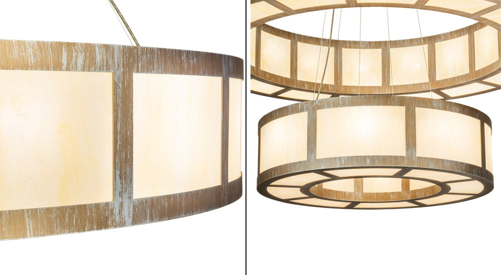Meyda Lighting Alessandro 61" 24-Light 2-Tier Antique Silver Pendant Light With Creme Carrara Idalight Shade