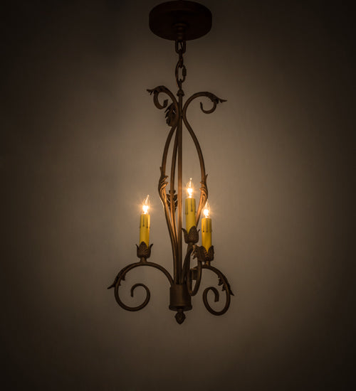 Meyda Lighting Alexandria 12" 3-Light Cortez Gold Chandelier With Ivory Faux Candlelight