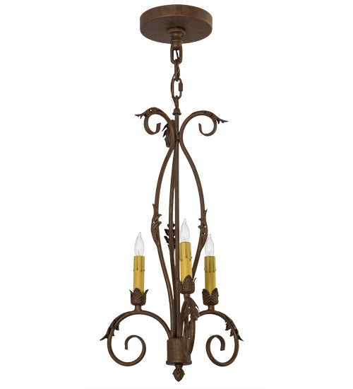 Meyda Lighting Alexandria 12" 3-Light Cortez Gold Chandelier With Ivory Faux Candlelight