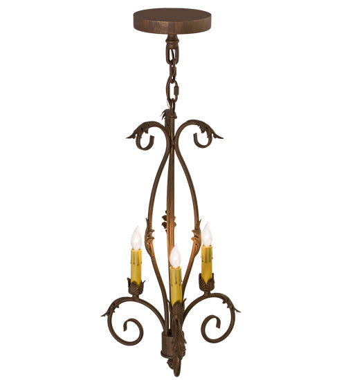 Meyda Lighting Alexandria 12" 3-Light Cortez Gold Chandelier With Ivory Faux Candlelight