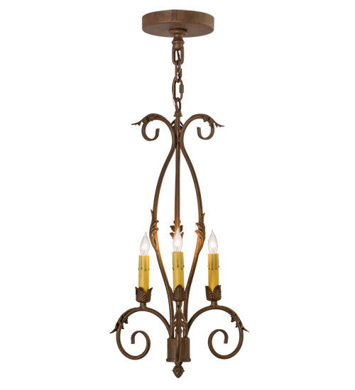 Meyda Lighting Alexandria 12" 3-Light Cortez Gold Chandelier With Ivory Faux Candlelight