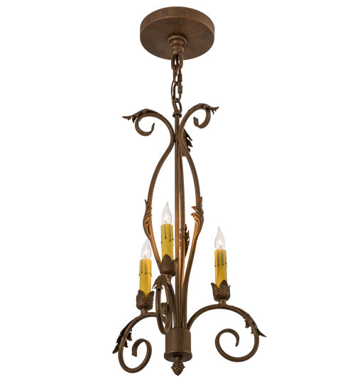 Meyda Lighting Alexandria 12" 3-Light Cortez Gold Chandelier With Ivory Faux Candlelight