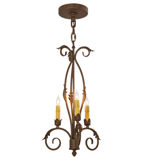 Meyda Lighting Alexandria 12" 3-Light Cortez Gold Chandelier With Ivory Faux Candlelight