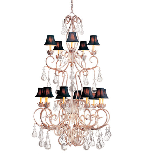 Meyda Lighting Alexandria 42" 15-Light 2-Tier Pate Chandelier With Black Textrene Shade