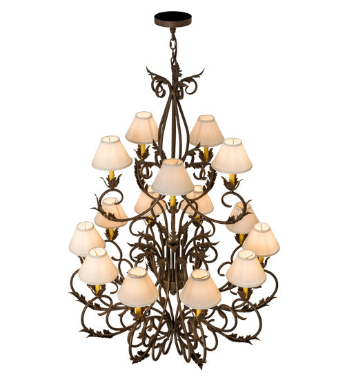 Meyda Lighting Alexandria 46" 15-Light Cortez Gold Chandelier With White Natural Linen Shade