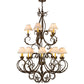 Meyda Lighting Alexandria 46" 15-Light Cortez Gold Chandelier With White Natural Linen Shade