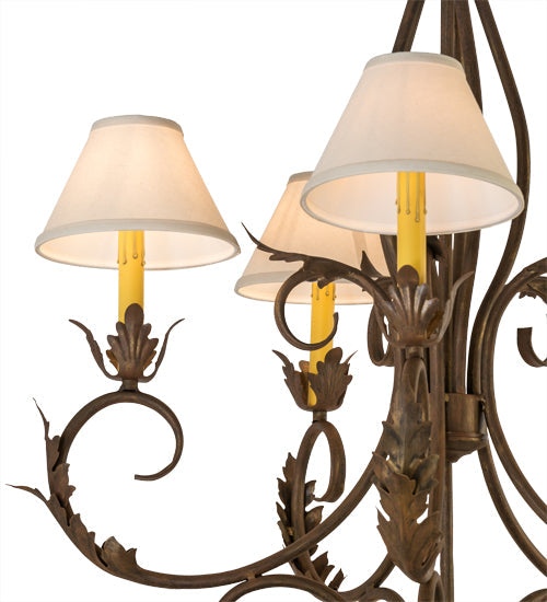 Meyda Lighting Alexandria 46" 15-Light Cortez Gold Chandelier With White Natural Linen Shade