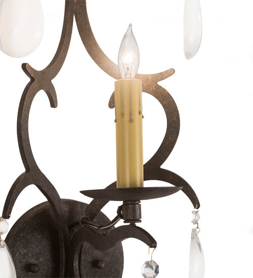 Meyda Lighting Alicia 10" Golden Bronze Wall Sconce With Ivory Faux Candlelight