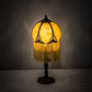 Meyda Lighting Alicia 15" Craftsman Brown Mini Table Lamp With Biege Art Shade Glass