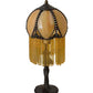 Meyda Lighting Alicia 15" Craftsman Brown Mini Table Lamp With Biege Art Shade Glass