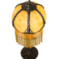 Meyda Lighting Alicia 15" Craftsman Brown Mini Table Lamp With Biege Art Shade Glass