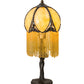 Meyda Lighting Alicia 15" Craftsman Brown Mini Table Lamp With Biege Art Shade Glass