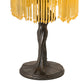 Meyda Lighting Alicia 15" Craftsman Brown Mini Table Lamp With Biege Art Shade Glass