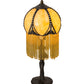 Meyda Lighting Alicia 15" Craftsman Brown Mini Table Lamp With Biege Art Shade Glass