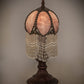 Meyda Lighting Alicia 16" Mahogany Bronze Mini Table Lamp With Lilac Art Glass & White Pearl Fringe Shade