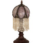Meyda Lighting Alicia 16" Mahogany Bronze Mini Table Lamp With Lilac Art Glass & White Pearl Fringe Shade