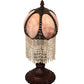 Meyda Lighting Alicia 16" Mahogany Bronze Mini Table Lamp With Lilac Art Glass & White Pearl Fringe Shade
