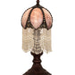 Meyda Lighting Alicia 16" Mahogany Bronze Mini Table Lamp With Lilac Art Glass & White Pearl Fringe Shade