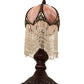 Meyda Lighting Alicia 16" Mahogany Bronze Mini Table Lamp With Lilac Art Glass & White Pearl Fringe Shade