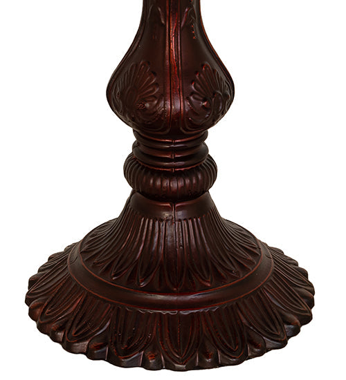 Meyda Lighting Alicia 16" Mahogany Bronze Mini Table Lamp With Lilac Art Glass & White Pearl Fringe Shade