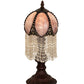 Meyda Lighting Alicia 16" Mahogany Bronze Mini Table Lamp With Lilac Art Glass & White Pearl Fringe Shade