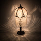 Meyda Lighting Alicia 16" Mahogany Bronze Mini Table Lamp With Pink & White Pearl Fringe Shade