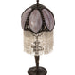 Meyda Lighting Alicia 16" Mahogany Bronze Mini Table Lamp With Pink & White Pearl Fringe Shade