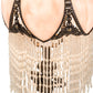 Meyda Lighting Alicia 16" Mahogany Bronze Mini Table Lamp With Pink & White Pearl Fringe Shade