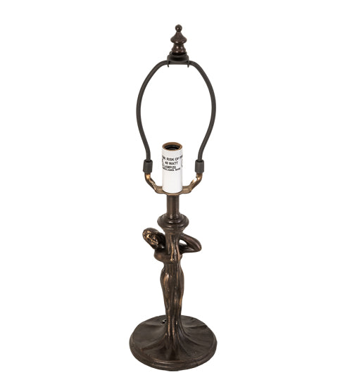 Meyda Lighting Alicia 16" Mahogany Bronze Mini Table Lamp With Pink & White Pearl Fringe Shade