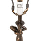 Meyda Lighting Alicia 16" Mahogany Bronze Mini Table Lamp With Pink & White Pearl Fringe Shade