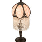 Meyda Lighting Alicia 16" Mahogany Bronze Mini Table Lamp With Pink & White Pearl Fringe Shade