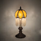 Meyda Lighting Alicia 17" Craftsman Brown Table Lamp With Honey Ripple Art Glass & White Pearl Shade