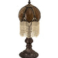 Meyda Lighting Alicia 17" Craftsman Brown Table Lamp With Honey Ripple Art Glass & White Pearl Shade